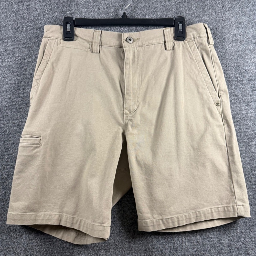 Duluth Trading Co Flex Ballroom Khaki Shorts Men's 32 Tan Cotton Stretch Chino